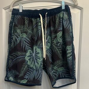 Fair Harbor Green Leaf Print Swim Shorts
